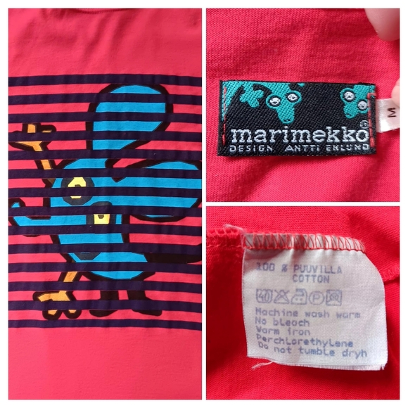 Rare VTG Marimekko Antti Eklund "Hiiri" Red Short Sleeve T-shirt - Picture 6 of 7